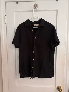 Grayers Black Short-Sleeve Button-Down Shirt with Chest Pocket